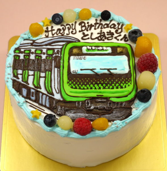 全国配送可能な電車のイラストケーキ