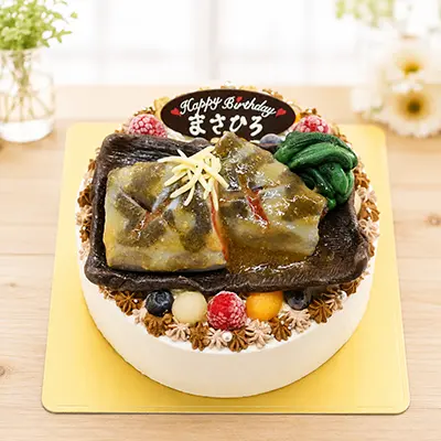 【食べ物】サバの味噌煮の立体ケーキの外観